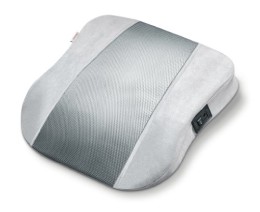 Beurer MG140 – Almohada para masaje shiatsu, 4 cabezales rotatorios, funda extraíble y lavable, color silver