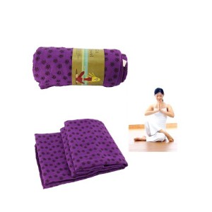 Hot Yoga Mat Toalla Manta antideslizante Con Los Puntos de placas de silicona + Mesh Carry Bag Purple 72 «x 24»