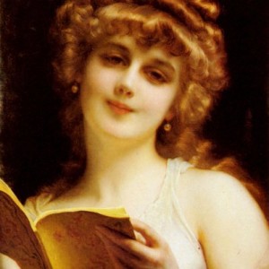 Reproduccion pintada a mano – 19 x 24 inches / 48 x 61 CM – Etienne Adolphe Piot – Una belleza rubia con un libro