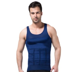ZEROBODYS Faja reductora hombres camisa de elástica de adelgazamiento de la forma chaleco escultural Azul SS-M01 (XL)